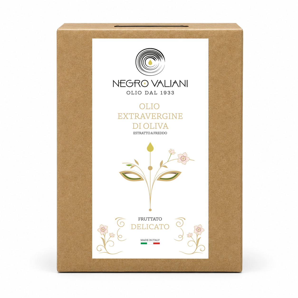 BIB 3L Delicato_sfondo_bianco Olio EVO Fruttato Delicato Abolea - 5 L - Bag in Box - immagine 1
