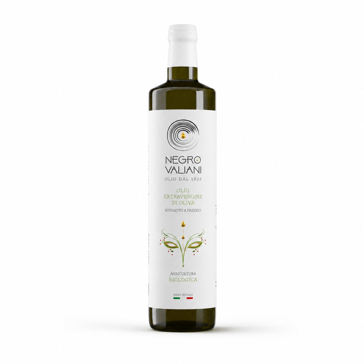 Dorica 75 Biologica_sfondo_bianco Olio EVO Biologico – 100% Italiano Abolea – 0,75 L – Bottiglia - immagine 1